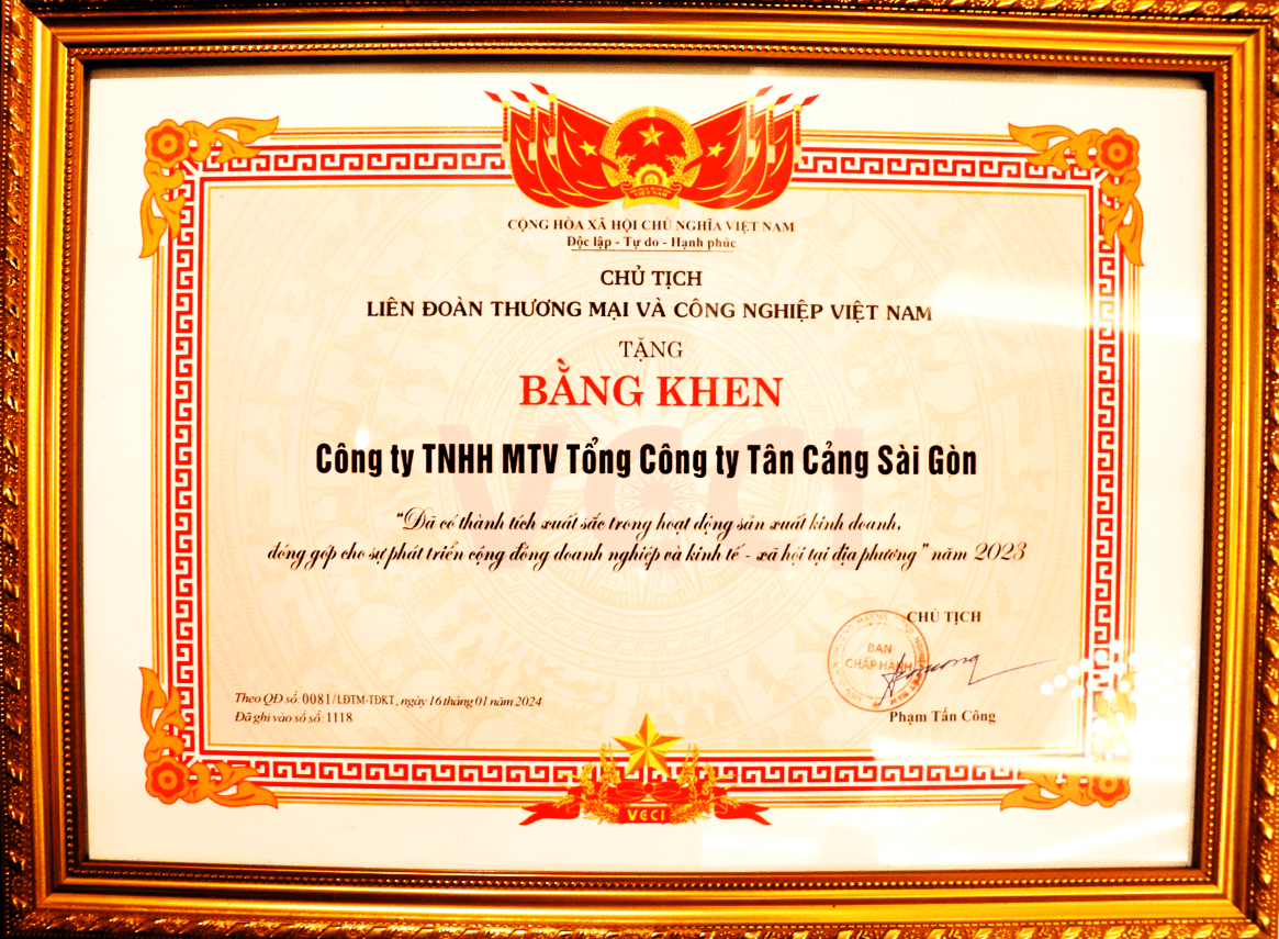 VCCI vinh danh Tân Cảng Sài Gòn có thành tích sản xuất kinh doanh xuất sắc, đóng góp cho sự phát triển cộng đồng và Kinh tế xã hội #1