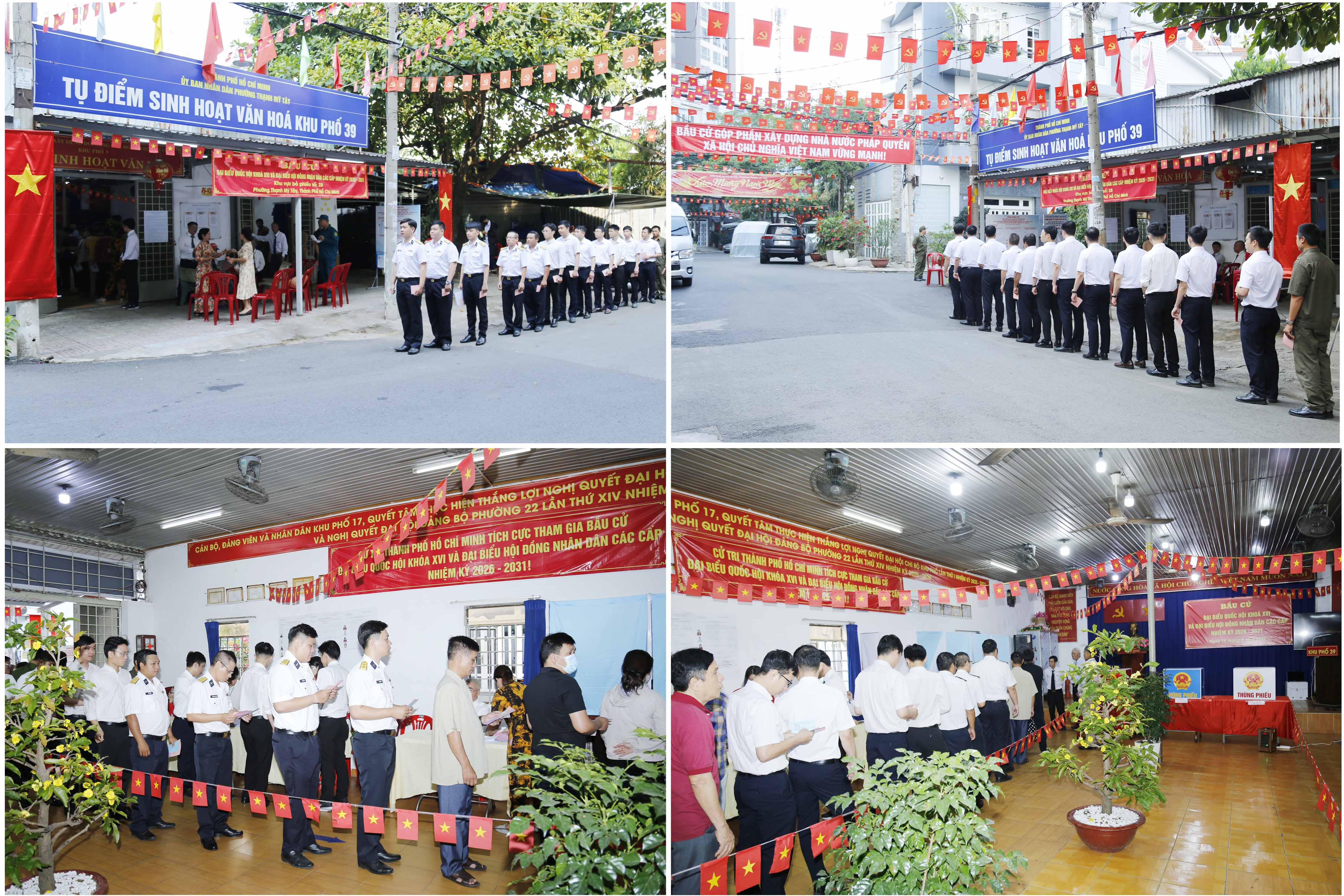 Cử tri Binh đoàn 20 tham gia bầu cử tại khu vực bỏ phiếu số 28, phường Thạnh Mỹ Tây, TP. Hồ Chí Minh