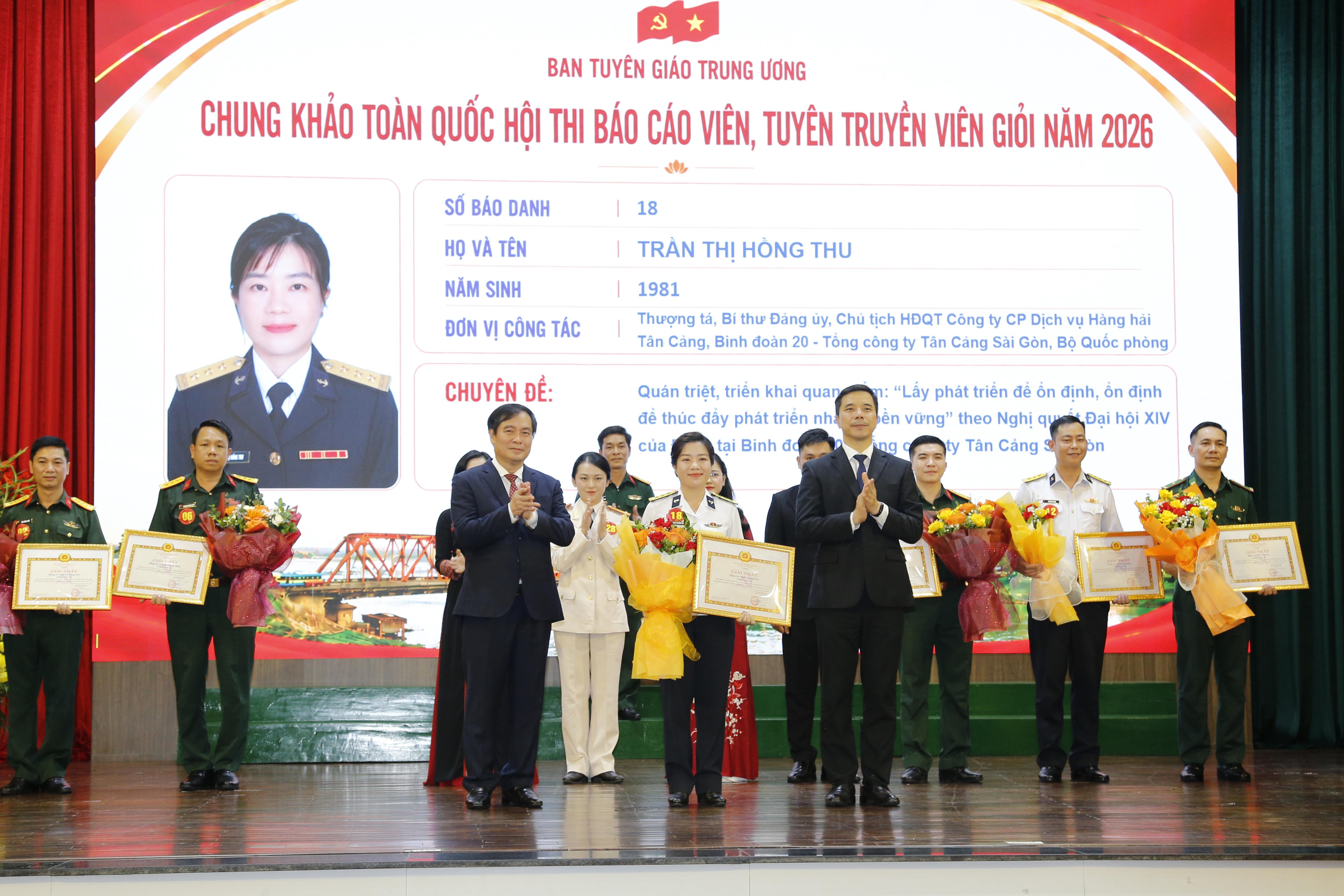 Đại diện Binh đoàn 20 xuất sắc đạt giải Nhất tại Hội thi Báo cáo viên, tuyên truyền viên giỏi toàn quốc năm 2026