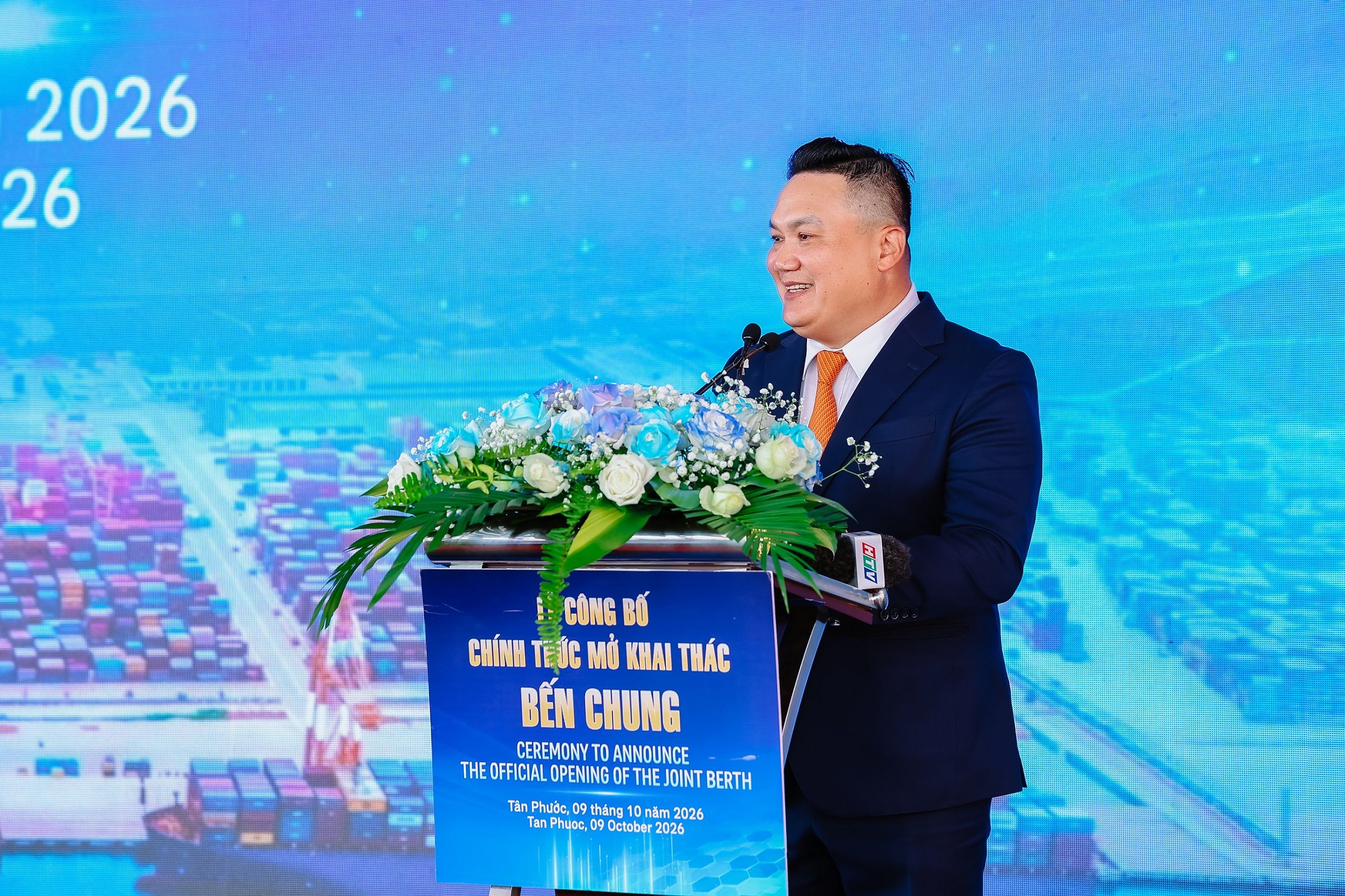 Ông Lê Quang Trung – Phó Tổng Giám đốc Tổng Công ty Hàng hải Việt Nam, đại diện Cổ đông CMIT phát biểu tại buổi lễ.